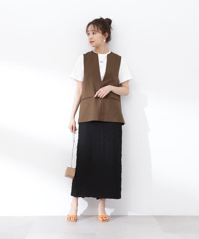 美品コーデセット売り✨　ナチュラルビューティーベーシック　リリーブラウン　ミーア セール】ショルダーギャザーピンタックワンピース(505225462