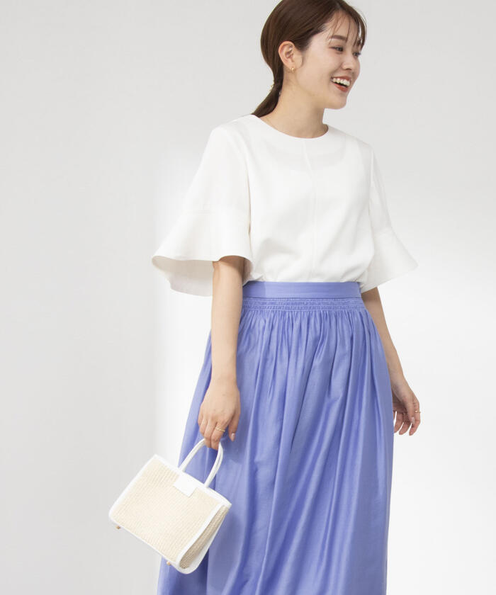 美品ノーリーズ上品フレア23SSウォッシャブル麻調ラッフルスリーブブラウス♪ NOLLEY'S - 美品ノーリーズ上品フレア23SSウォッシャブル麻調