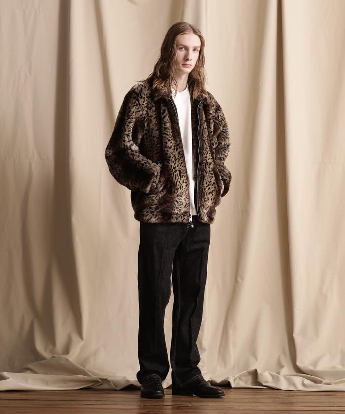 SCHOTT Pコート フェイクファー レオパード