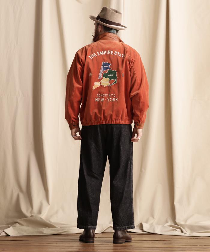 セール】LEATHER COMBI SOUVENIR JACKET N.Y. MAP/レザーコンビ