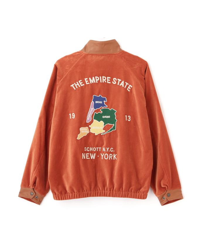 セール】LEATHER COMBI SOUVENIR JACKET N.Y. MAP/レザーコンビ
