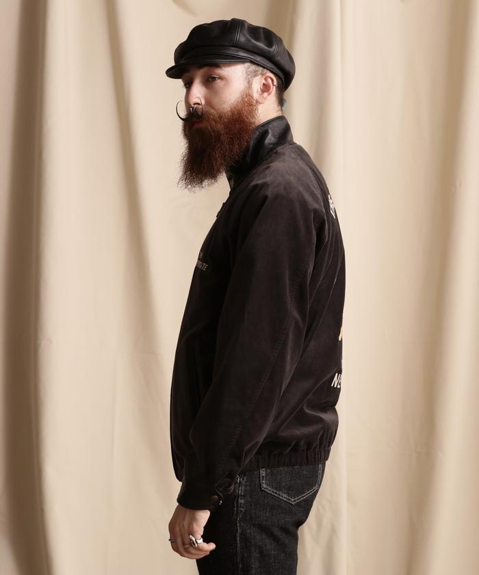 セール】LEATHER COMBI SOUVENIR JACKET N.Y. MAP/レザーコンビ