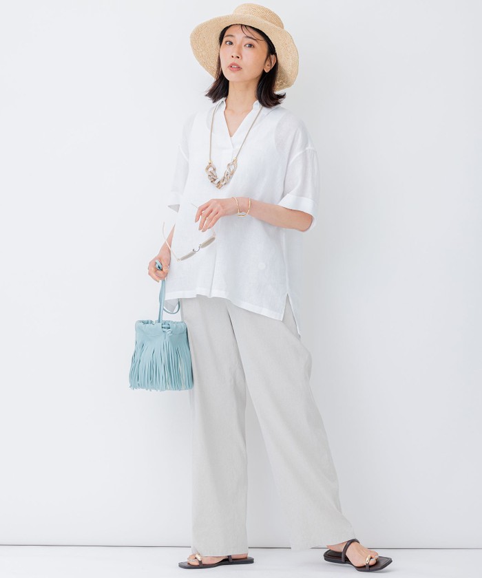 セール 20%OFF】【洗える】LIBECO プルオーバーシャツ(505345097