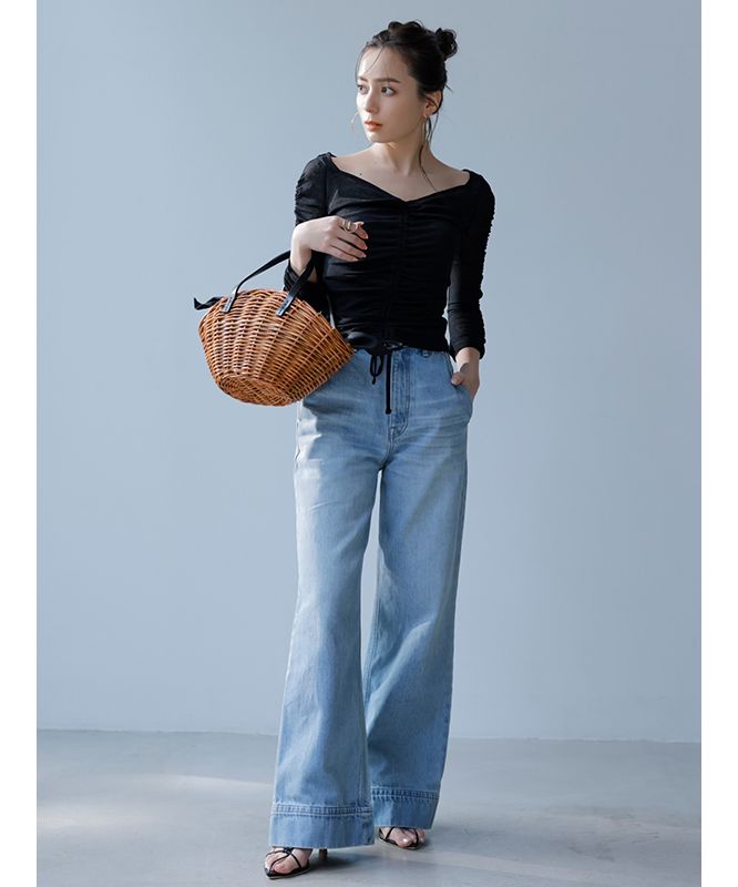 セール 40%OFF】デザインヘムワイドデニムパンツ(505273358