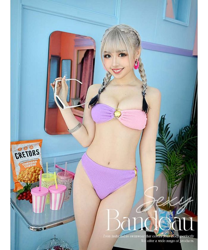 lilLilly リルリリー シャーリングバンドゥビキニ 水着