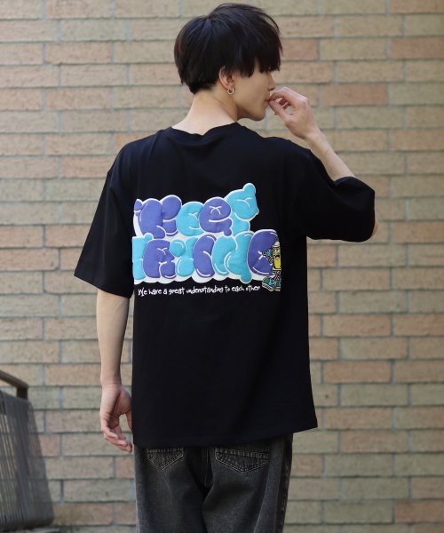 クーポン】【SITRY】oversize foam print T-shirt/オーバーサイズ 発泡プリントTシャツ/メンズ レディース Tシャツ 半袖 カジュアル(505342178) SITRY(SITRY) d fashion ★ラスト1点★花柄プリントTシャツ XL ブラック黒 オーバーサイズ 韓国