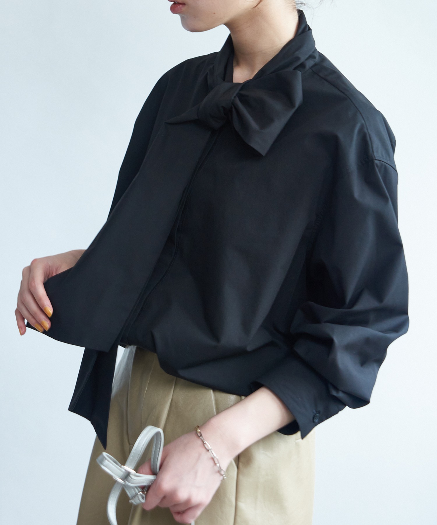 Vintage 女優 カシュクール ストライプ リボンブラウス シャツ