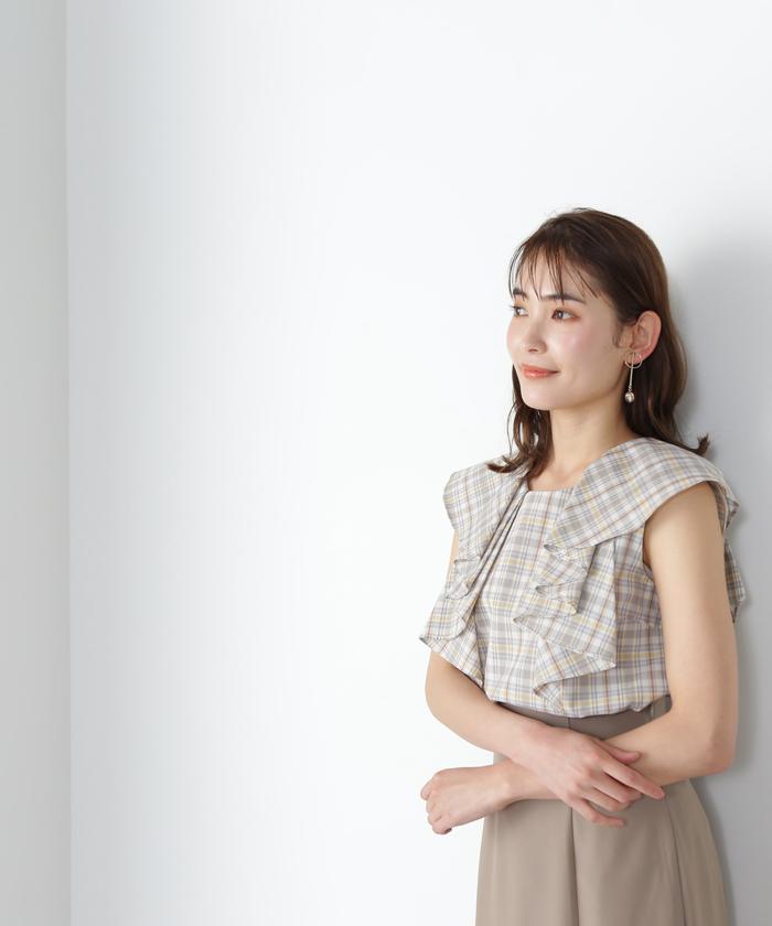 セール 50%OFF】ラッフルチェックブラウス(505265826