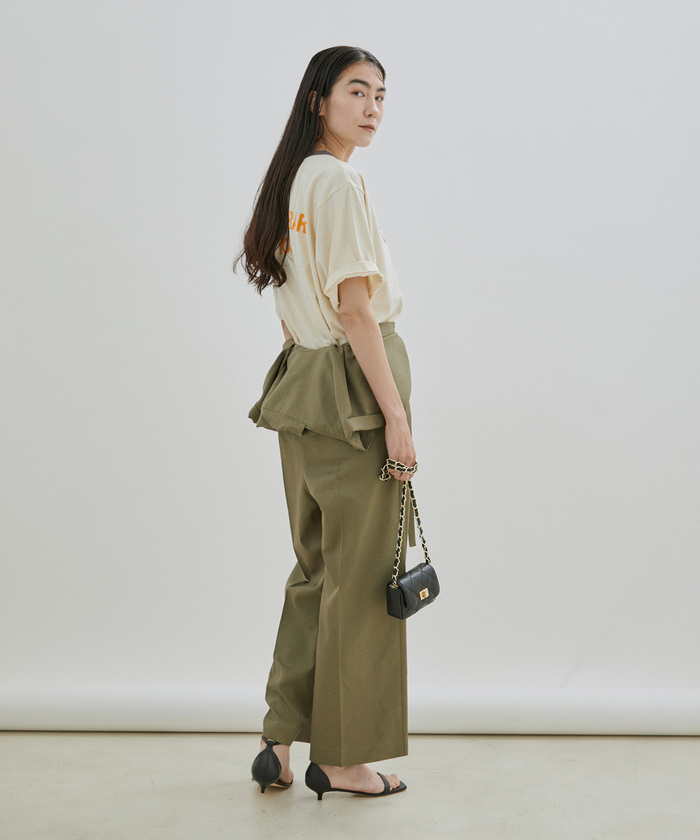 SALON adam et rope' 麻混レギュラーカラーオールインワン セール】【手洗い可能】麻混レギュラーカラーオールインワン