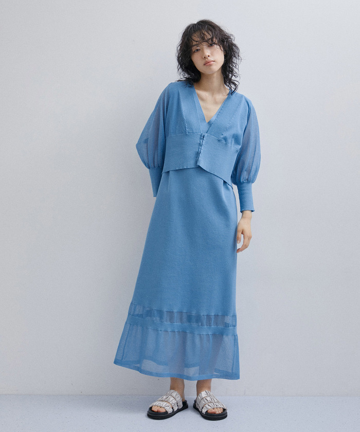 セール】《SETアイテム》シアーカーディガンセットニット