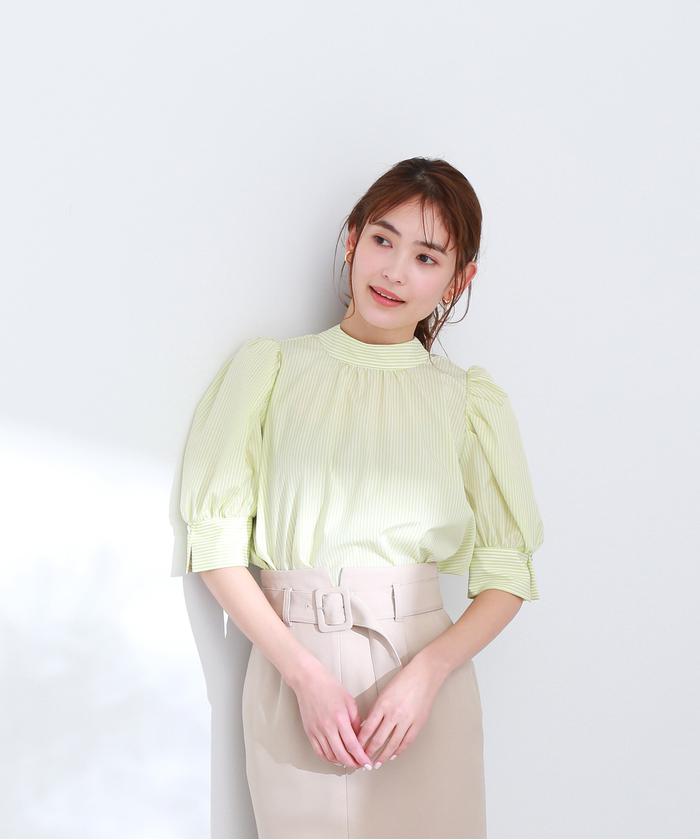 セール 10%OFF】｜美人百花4月号掲載｜バックリボンストライプ
