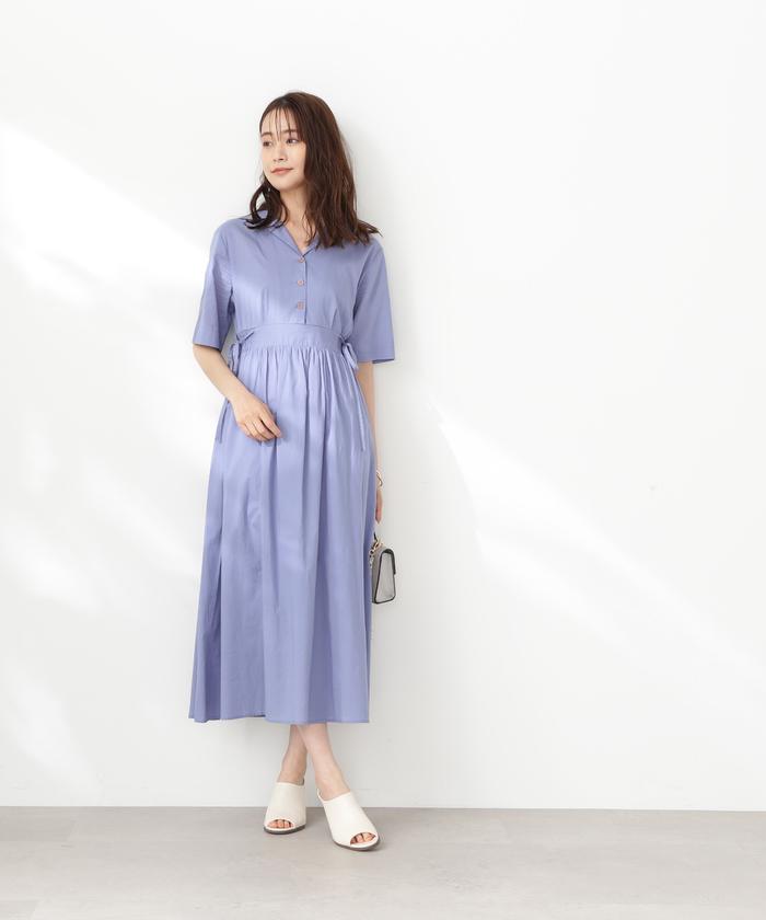 セール 40%OFF】コットンボイル開襟シャツワンピース《S Size
