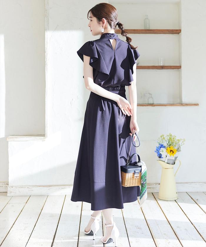 MIHO MATSUDA ストライプ フレアスカート バックル付き MIHO MATSUDA スカートストライプ フレア