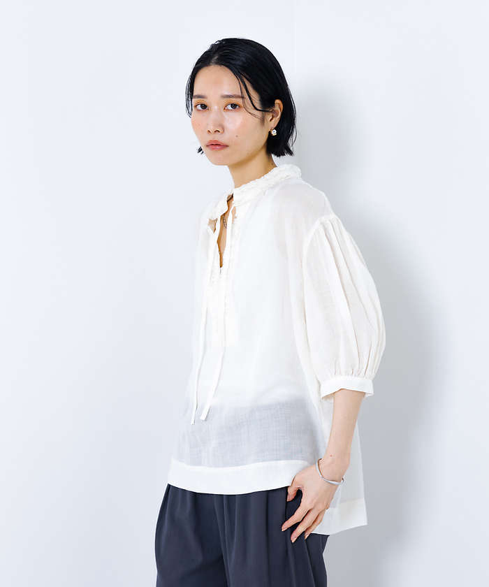 WEB限定】リネンフリルブラウス(505345976) | collex(collex) - d fashion