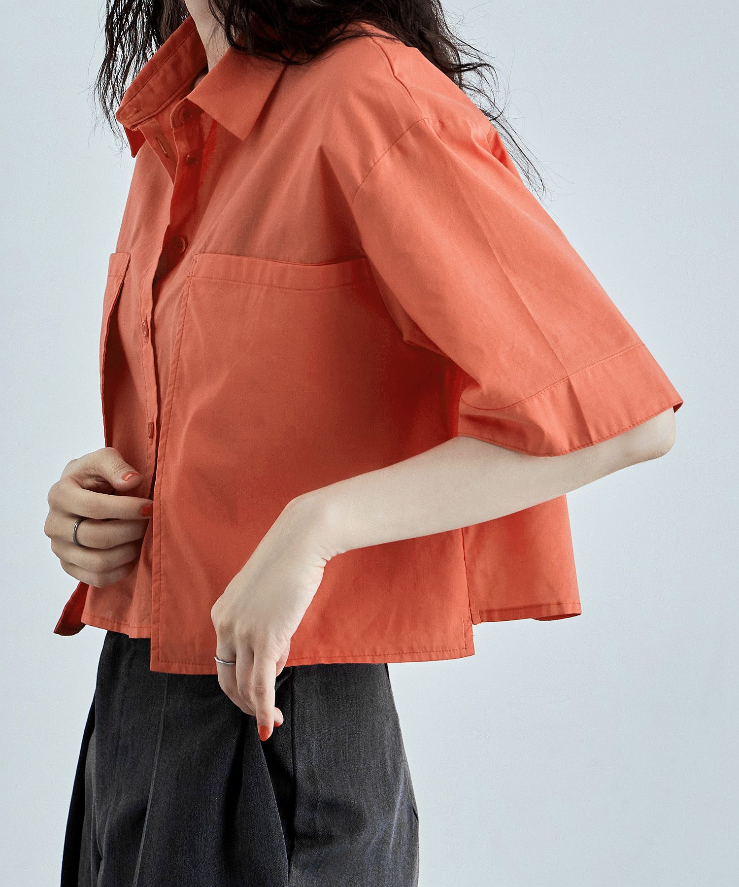 新品未使用 個性的ポケット背中ピンタックデザイン シャツ ブラウス ジャケット Signature Panel Pockets Shirt Jacket - Black – 7115 by Szeki