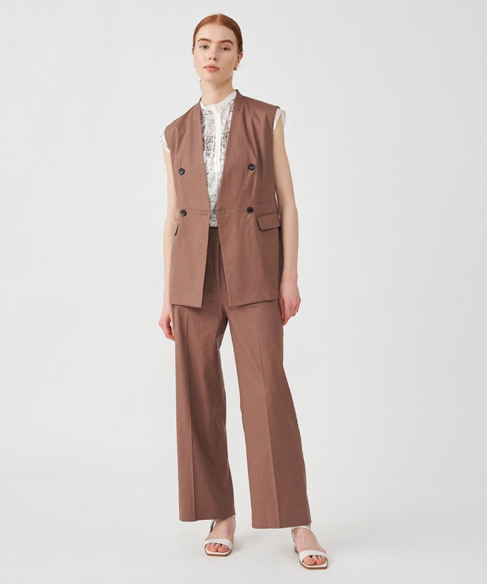 人気が高い クーポン】【セール ダブル 40%OFF】シルキーリネンストレッチ トップス