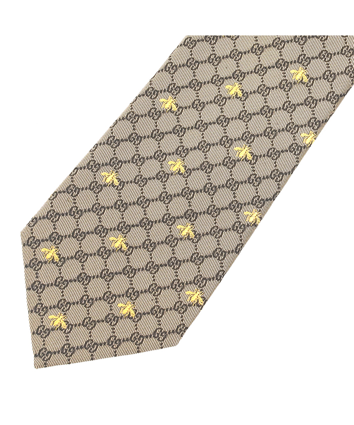 現行 GUCCI グッチ ネクタイ ワンポイント刺繍 ソリッド ウール
