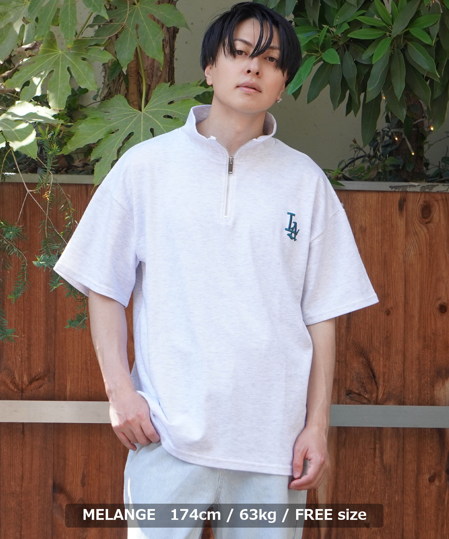 美品　PGG メンズ　ハーフジップ　半袖シャツ ワンフォークロージング 1111clothing ハーフジップ 半袖 メンズ