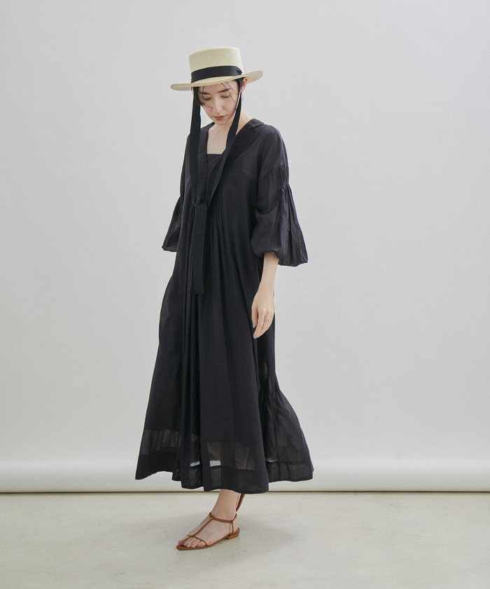 新品【ECUA ANDINO/エクア・アンディーノ】リボンハット Ecua－Andino（エクアアンディーノ）】リボン付きつば広ハット