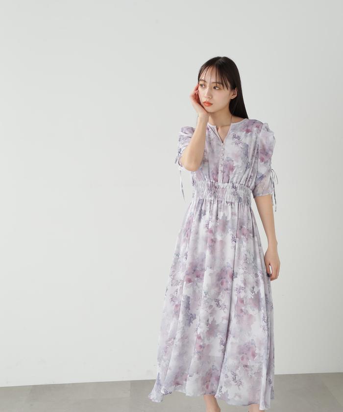 ◇シマーフラワープリントワンピース(505376995) | ジル バイ