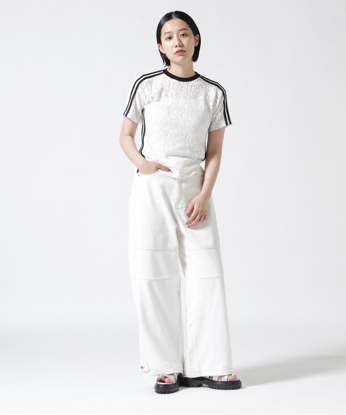 【美品】　メゾンスペシャル　サイドラインレーストップス　ホワイト 美品】 メゾンスペシャル サイドラインレーストップス ホワイト