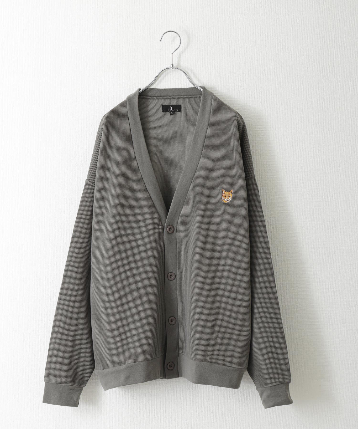 ジップファイブ ZIP FIVE 動物刺繍肉厚ワッフルビッグニット ジップファイブ ZIP FIVE 動物刺繍肉厚ワッフルビッグニット