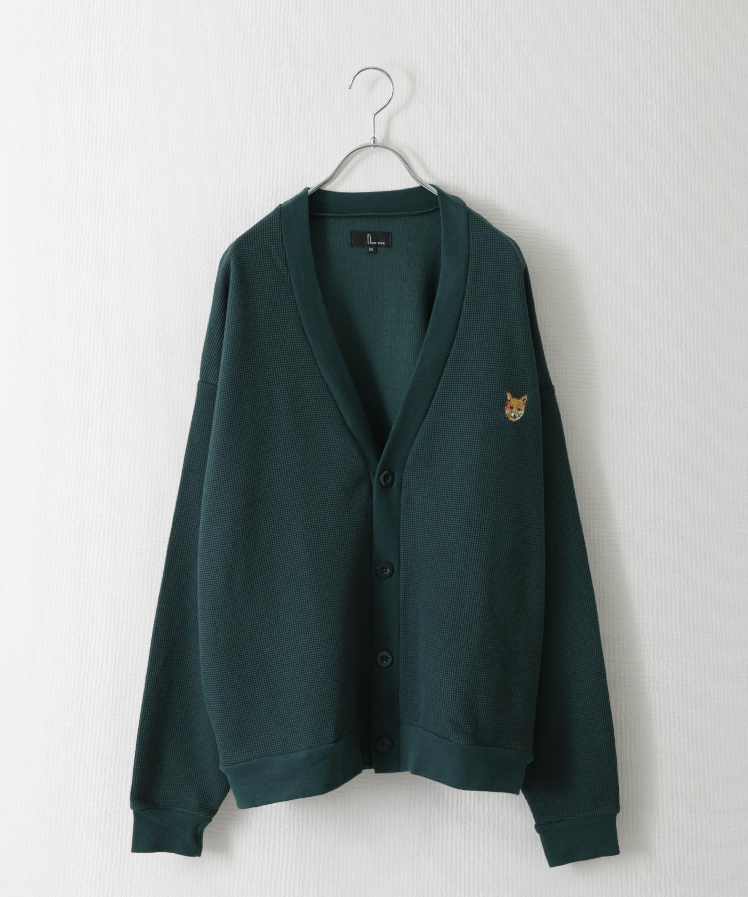 ジップファイブ ZIP FIVE 動物刺繍肉厚ワッフルビッグニット