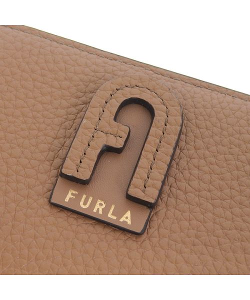 極美品 FURLA レザー 3つ折り財布 ダフネ Wホック ファスナー グレー+