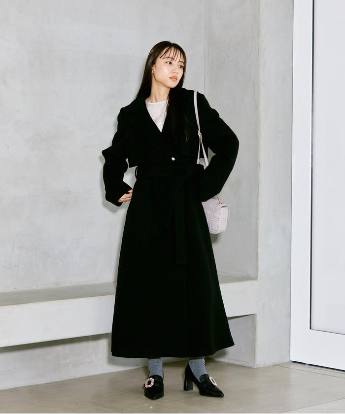 セール 50%OFF】パールボタンウールトレンチコート(505376996 セール 50%OFF】パールボタンウールトレンチコート(505376996