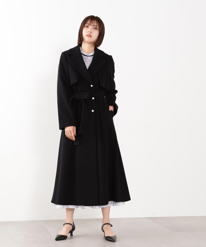 セール 50%OFF】パールボタンウールトレンチコート(505376996 セール 50%OFF】パールボタンウールトレンチコート(505376996