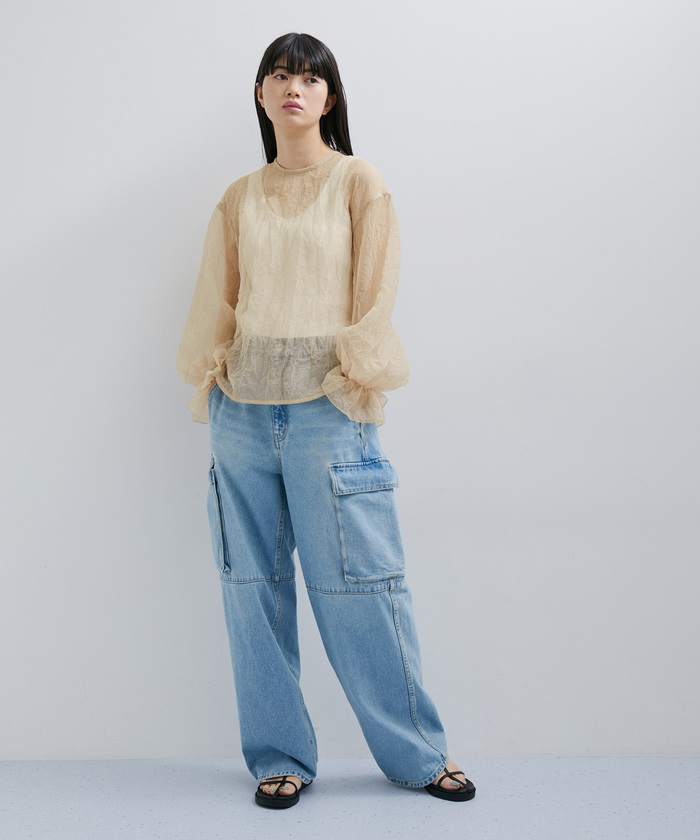 Adam et Rope&#39; - アダムエロペ  2wayシュリンクブラウス セール 40%OFF】【サステナブル】2WAYシュリンクブラウス