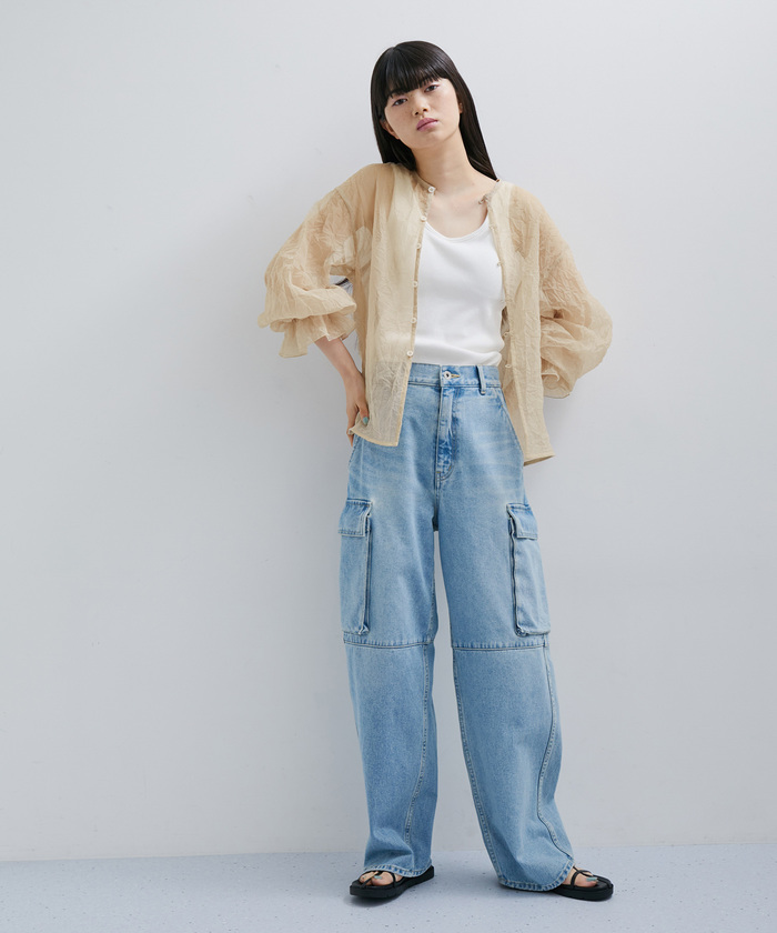 ADAM ET ROPE' 【サステナブル】2WAYシュリンクブラウス セール 40%OFF】【サステナブル】2WAYシュリンクブラウス