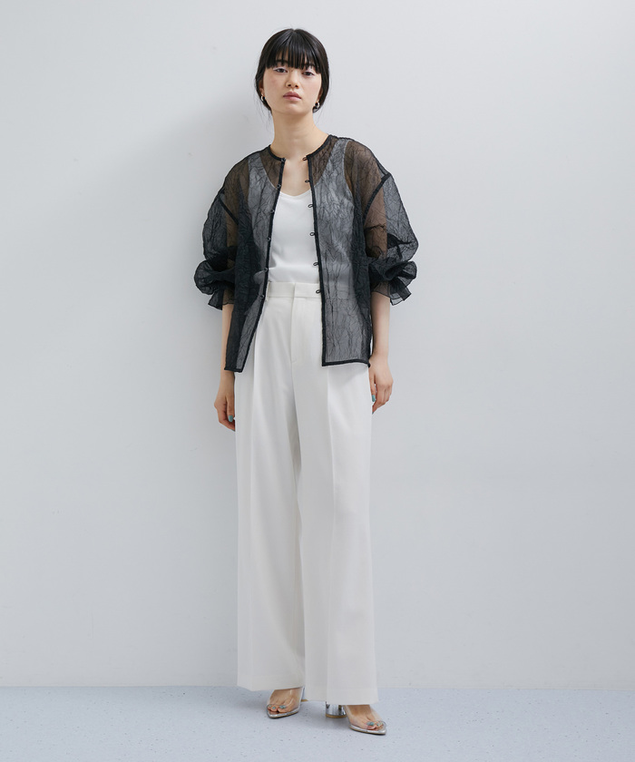 ADAM ET ROPE' 【サステナブル】2WAYシュリンクブラウス セール 40%OFF】【サステナブル】2WAYシュリンクブラウス