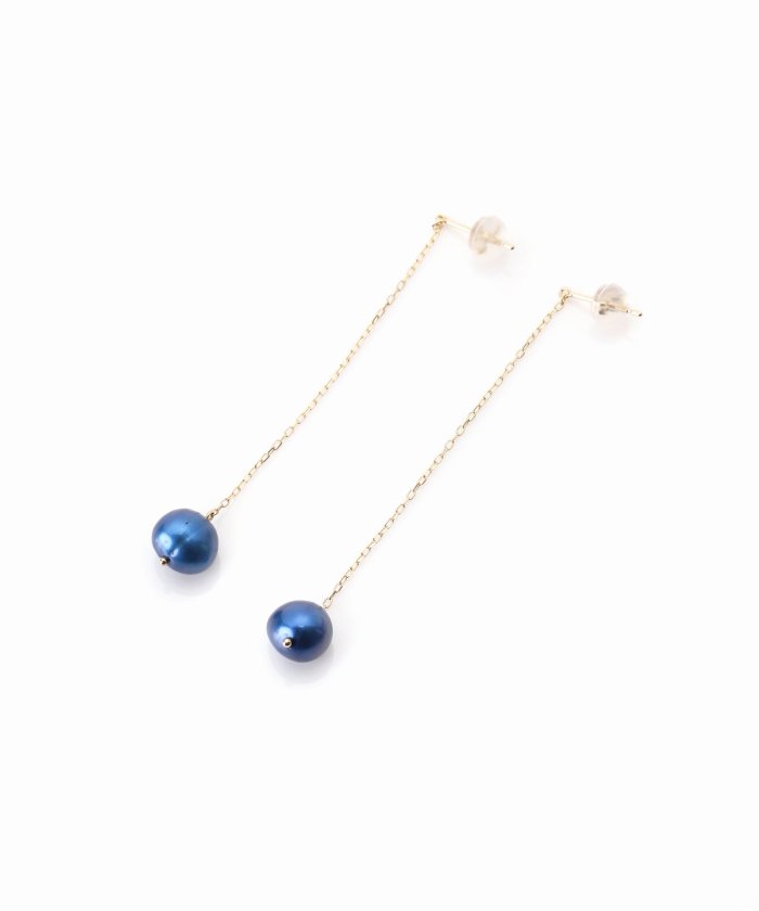 インディゴパール1粒ピンピアス K10（両耳）（ピアス（両耳用