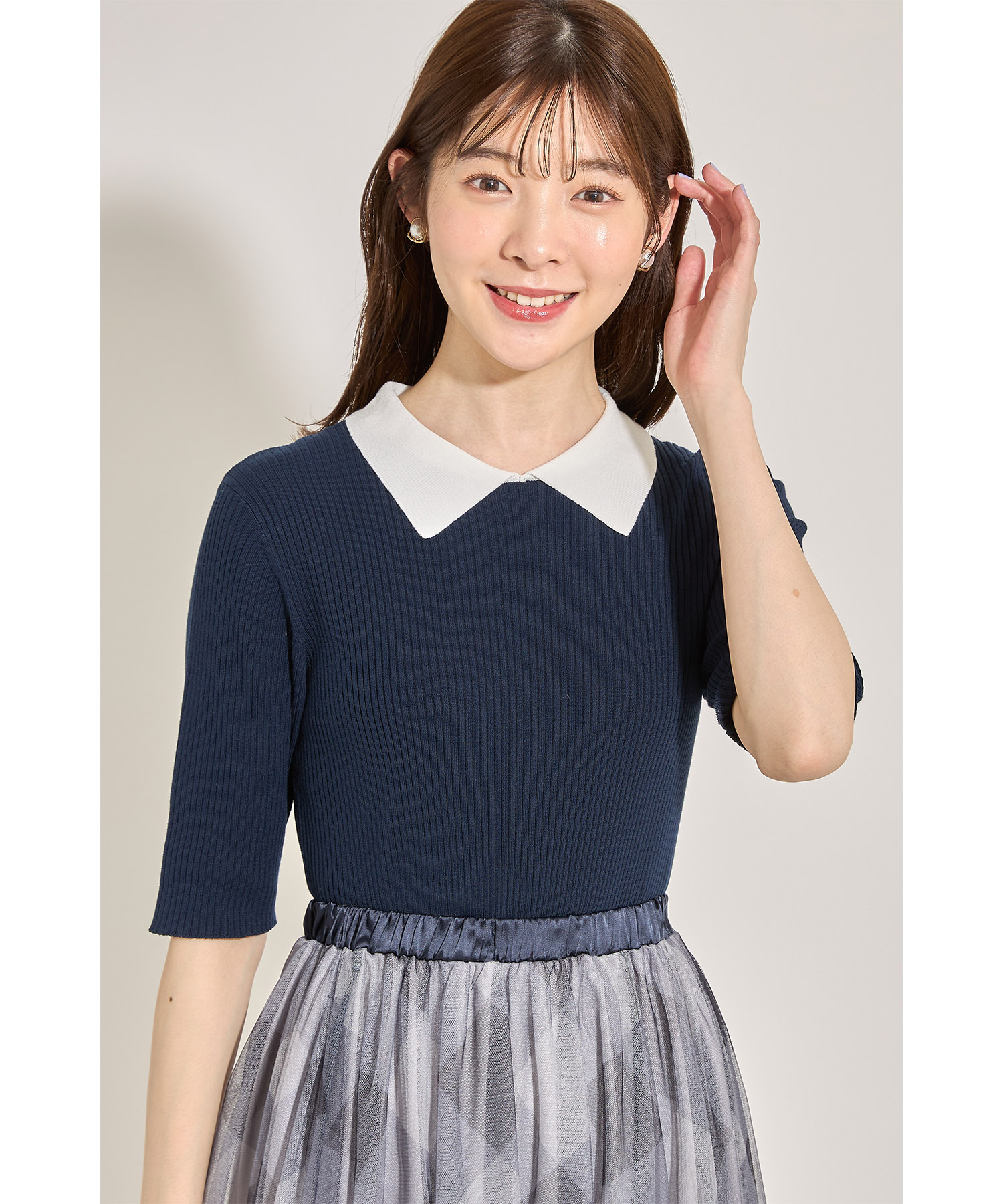 スーパーセール 半額タイムセール セール】トッコクローゼット tocco closet 襟付きバイカラー トップス