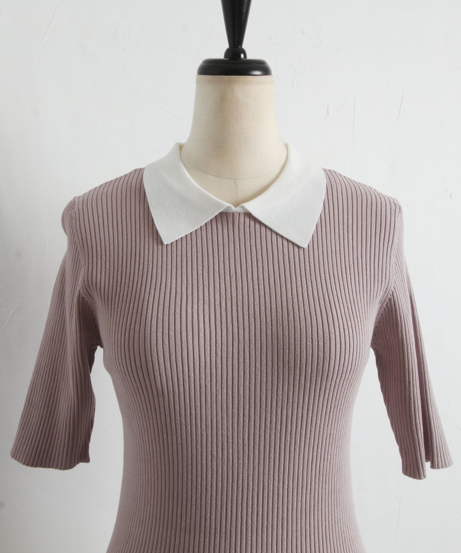 ハイネックミックスニットgray,blue | ok.soon