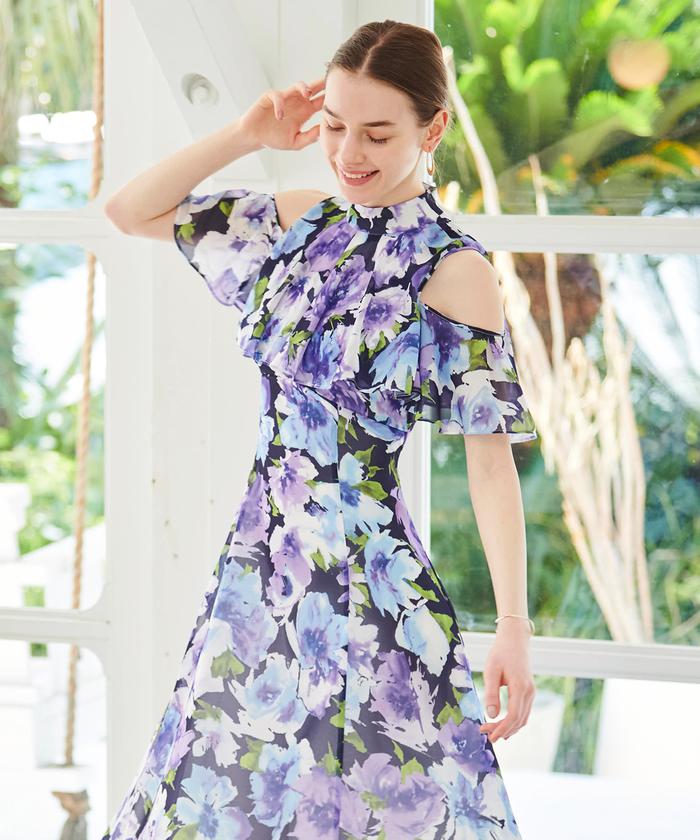 JUICY COUTUREハートプリント バタフライスリーブワンピースJC82 セール】シェイドフラワー肩開きワンピース(505380102) | AND