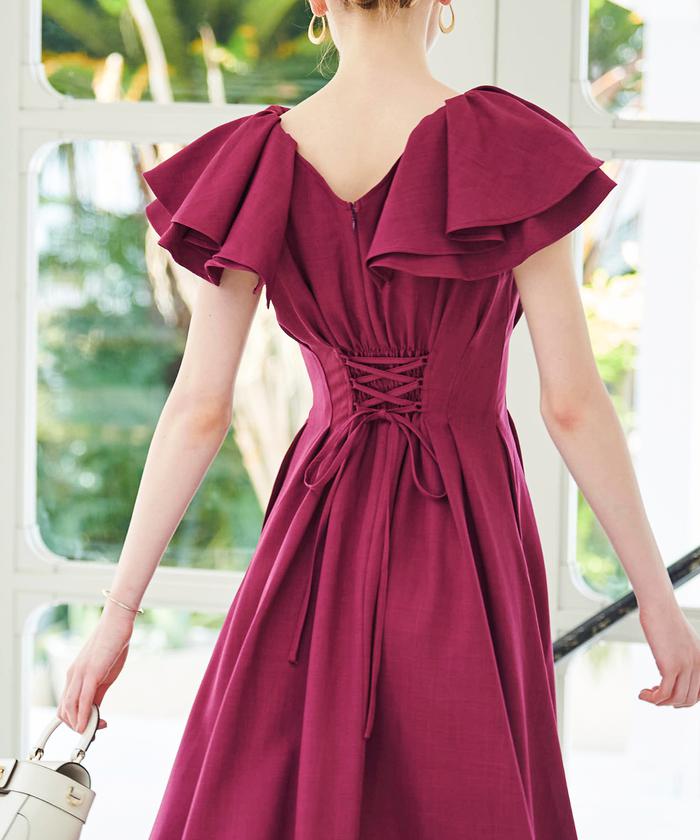 セール 50%OFF】ウエストタックフリルワンピース(505380108 セール 50%OFF】ウエストタックフリルワンピース(505380108