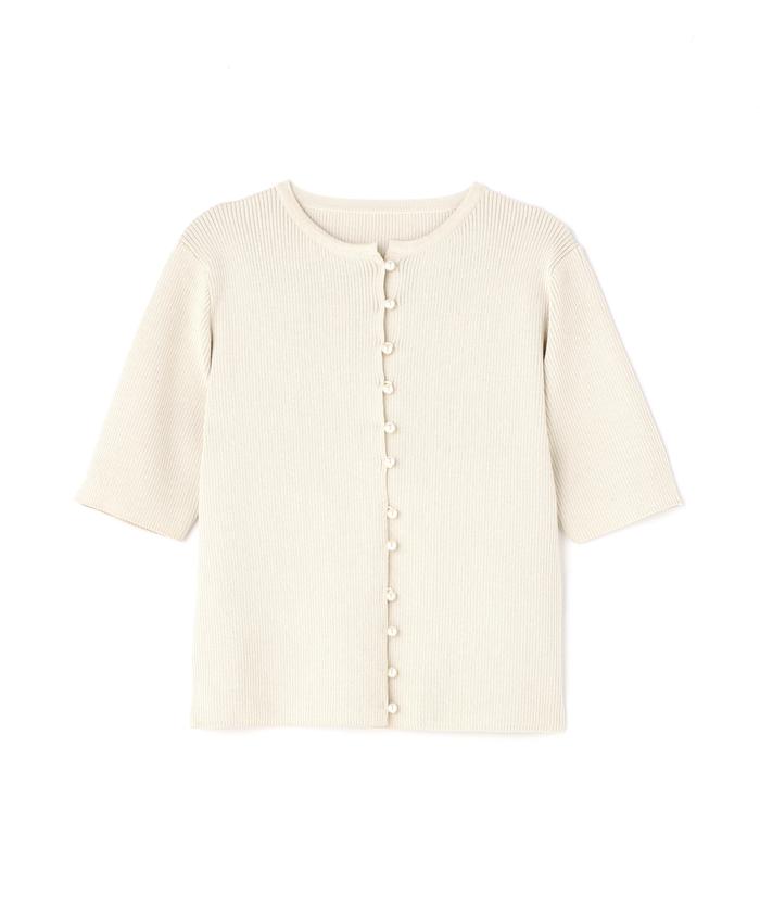 セール 50%OFF】パールボタン半袖リブニット(505380148) | エヌ