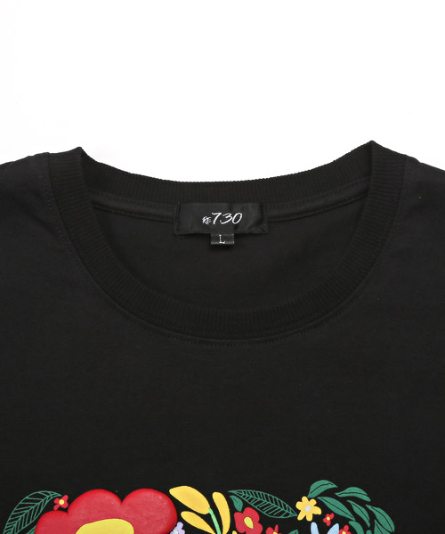 ラグスタイル LUXSTYLE フラワーベアープリント半袖Tシャツ/T