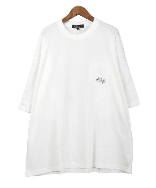 ラグスタイル LUXSTYLE バックプリント刺繍スカル半袖Tシャツ/T