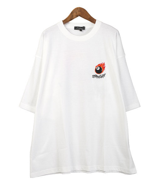 ラグスタイル LUXSTYLE 天竺バックプリント刺繍半袖Tシャツ/T