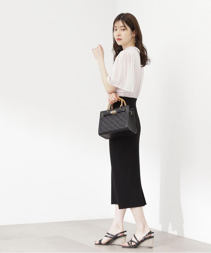 美品 プロポーションボディドレッシング ボウタイドッキングニットタイトワンピース セール】ボウタイドッキングニットタイトワンピース(505375560
