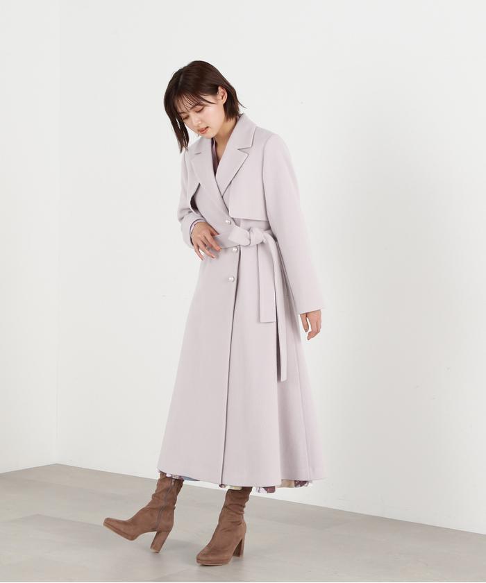 セール 50%OFF】パールボタンウールトレンチコート(505376996
