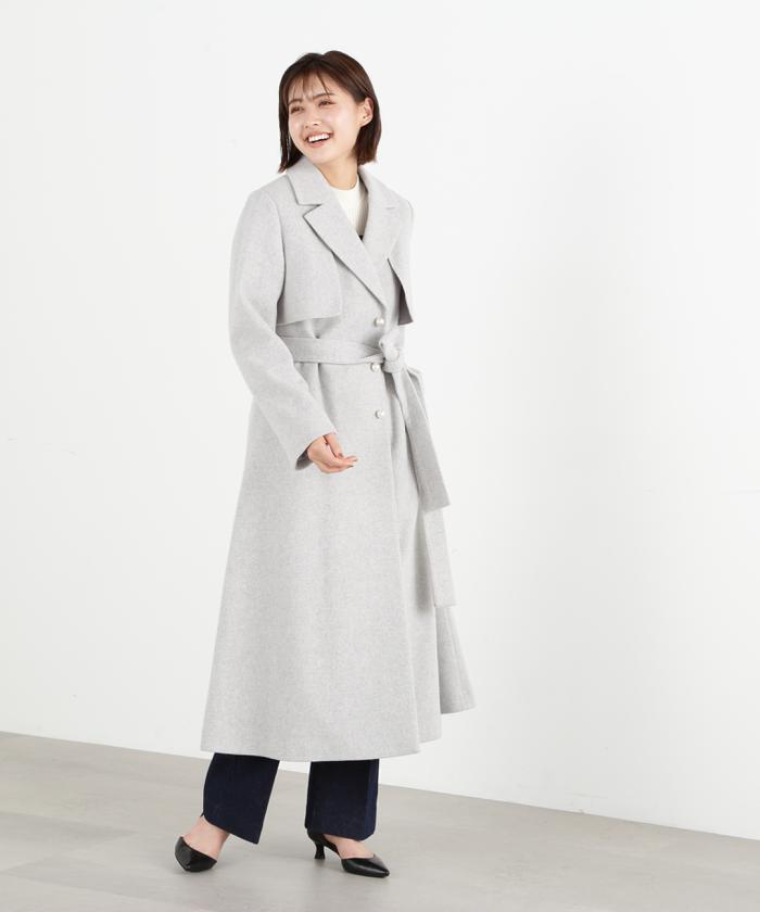 セール 50%OFF】パールボタンウールトレンチコート(505376996 セール 50%OFF】パールボタンウールトレンチコート(505376996