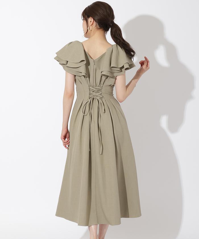 セール 50%OFF】ウエストタックフリルワンピース(505380108 セール 50%OFF】ウエストタックフリルワンピース(505380108
