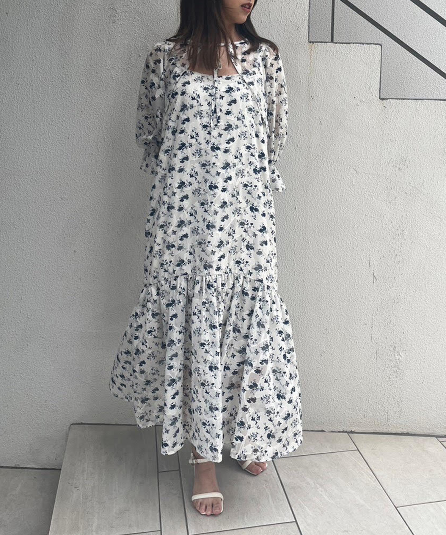 Junior Gaultier フローラル キャミワンピース イエロー透け感 AMBIDEX Store △○シャーリングドットパネルジャガード キャミ