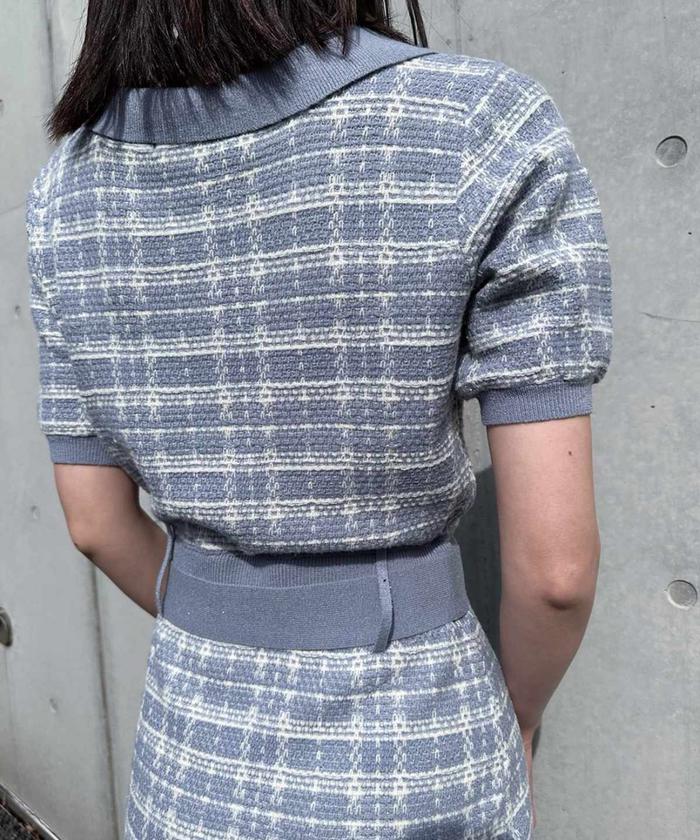 セール 70%OFF】チェックジャガードニットポロワンピース