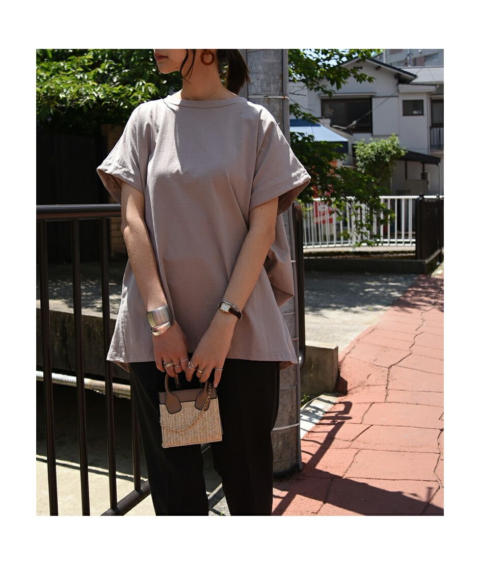tシャツ EGLANTINE バックタックロゴプリント半袖カットソー レディース EGLANTINE tシャツ バックタックロゴプリント半袖カットソー