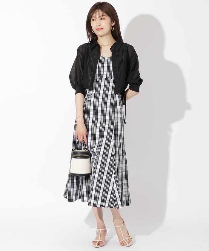セール 40%OFF】シアーシャツ＋チェックキャミワンピースセット